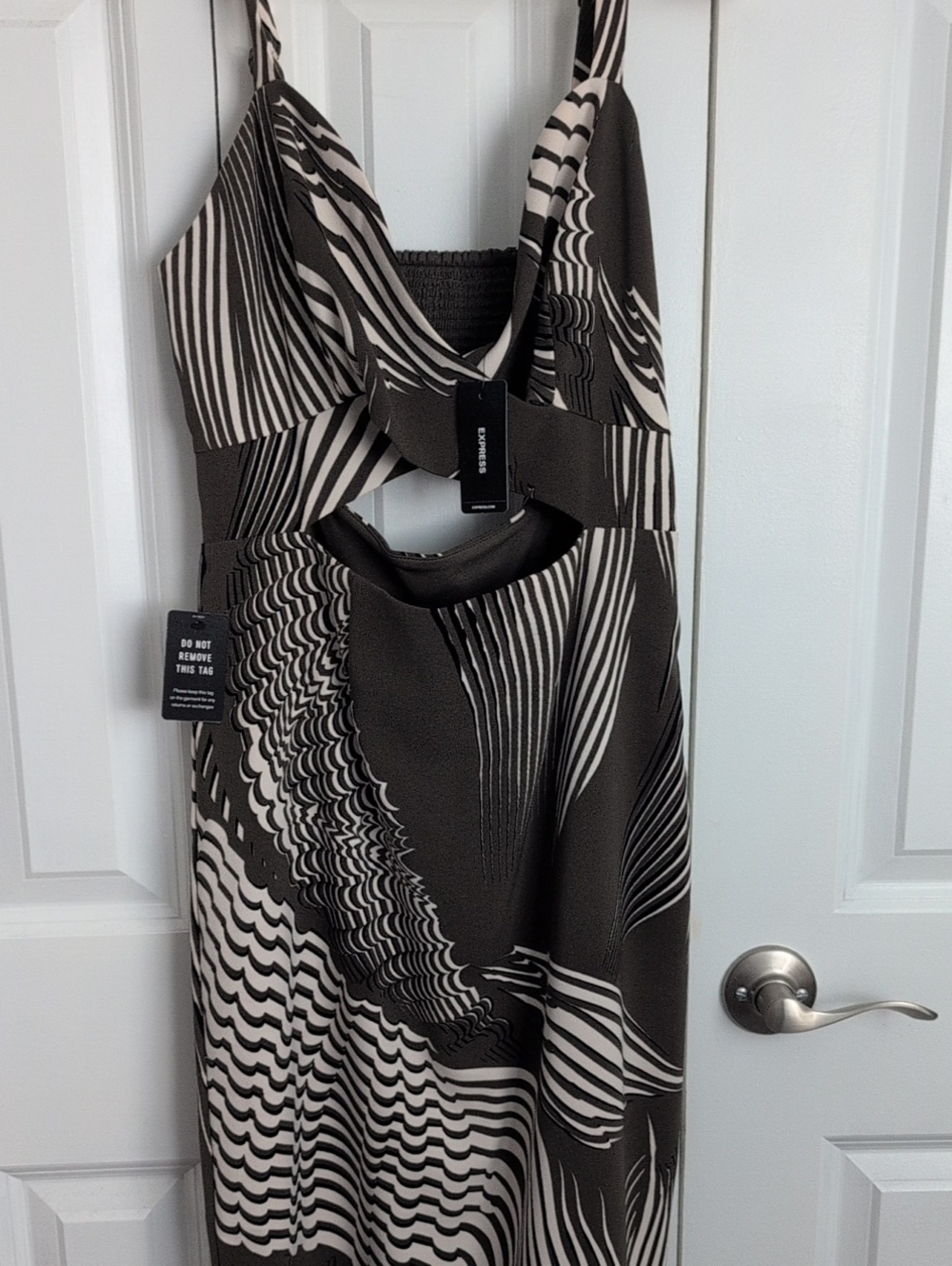 Black & White Patterned Cutout Women’s Dress